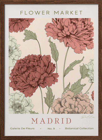 Madrid Flower Market | Poster - Walnut Frame Interior