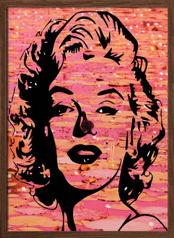 Marilyn Monroe Pink Lotus | Poster - Walnut Frame Interior