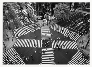 Busy City Crossing | Poster - White Frame Interior