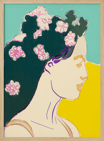 Serene Floral Portrait | Poster - Wood Frame Interior