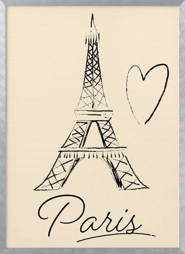 Eiffel Tower Paris Love | Poster - Silver Frame Interior