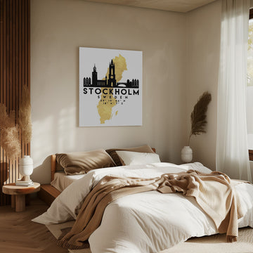 Stockholm Gold Map Skyline | Canvas - Room Interior 2