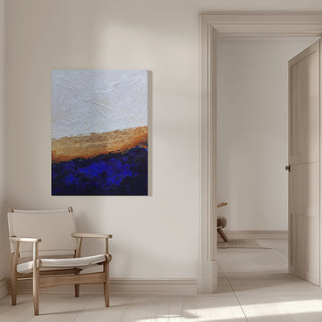 Deep Blue Gold Abstract | Canvas - Room Interior 1