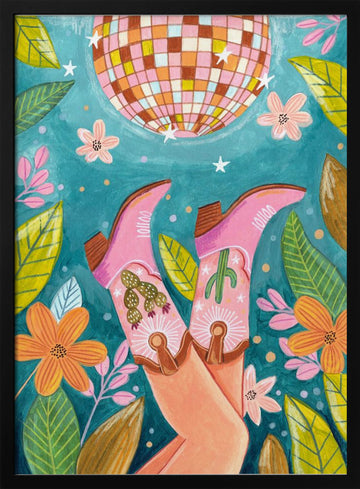 Cowboy boots and disco ball | Poster - Black Metal Frame Interior