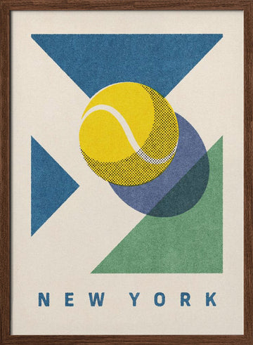 New York Tennis Geometric | Poster - Walnut Frame Interior