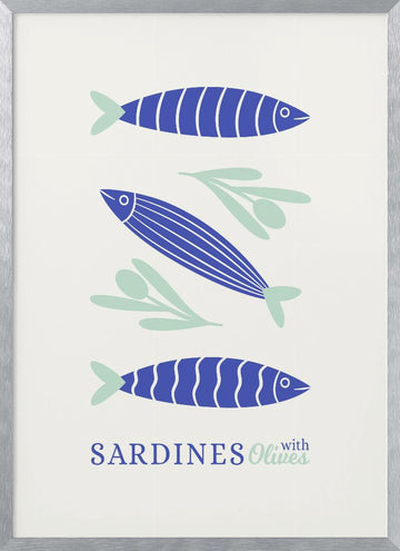 Sardines and Olives | Poster - Silver Frame Interior