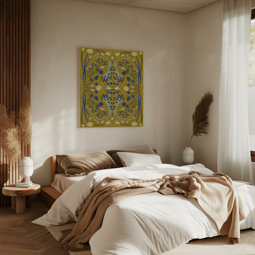 Folk Mirrored - Blue and Olive | Canvas - Room Interior 2