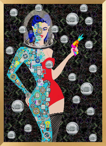 Retro Future Woman | Poster - Gold Frame Interior