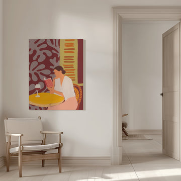 Leisurely Cafe Reading | Canvas - Room Interior 1