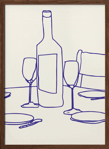 Wine and Dine | Poster - Walnut Frame Interior