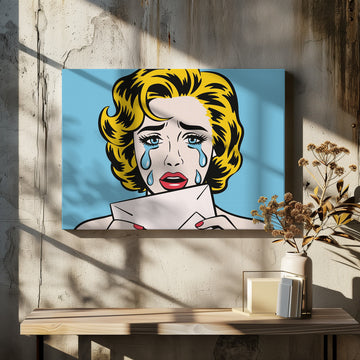 Crying Pop Art Woman | Canvas - Room Interior 2