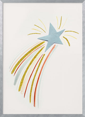 Glittering Shooting Star | Poster - Silver Frame Interior
