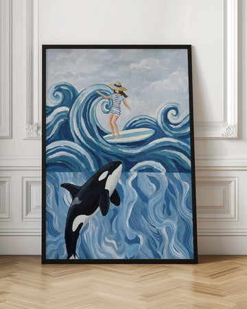 Surfer Girl and Orca | Poster - Room Interior 1