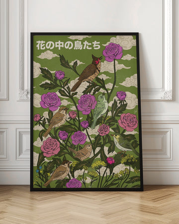 Garden Birds And Roses | Poster - Room Interior 1
