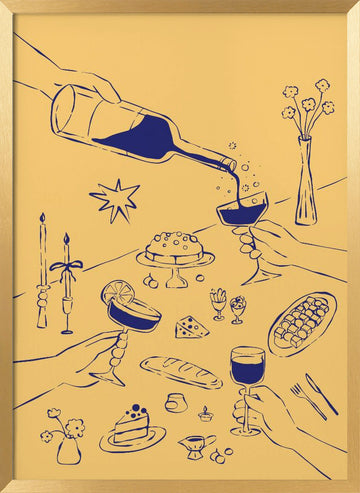Elegant Dinner Gathering | Poster - Gold Frame Interior