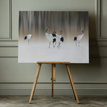 Graceful Cranes in Snow | Canvas - Room Interior 1