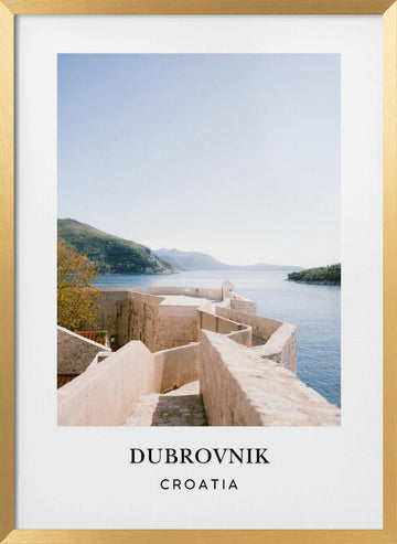 Wall of Dubrovnik Croatia Travel poster | Poster - Gold Frame Interior