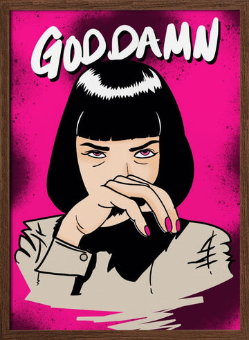 Sassy Pop Art Woman | Poster - Walnut Frame Interior