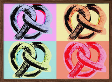 Colorful Pop Art Pretzels | Poster - Walnut Frame Interior