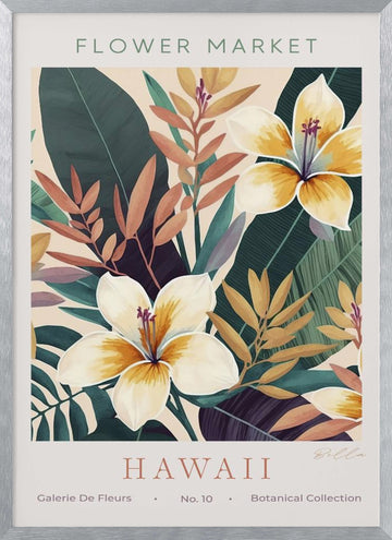 Hawaiian Tropical Flowers | Poster - Silver Frame Interior