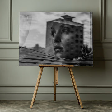 Woman In City Reflection | Canvas - Room Interior 1