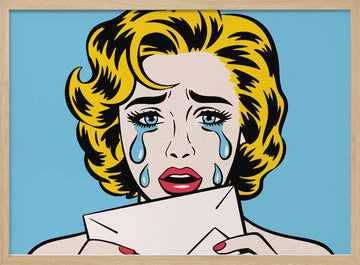 Crying Pop Art Woman | Poster - Wood Frame Interior