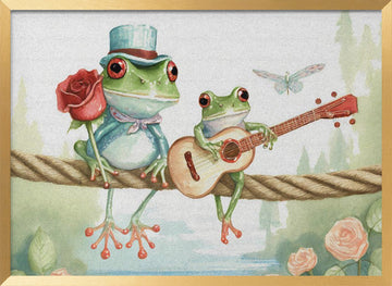 Frogs on a rope | Poster - Gold Frame Interior
