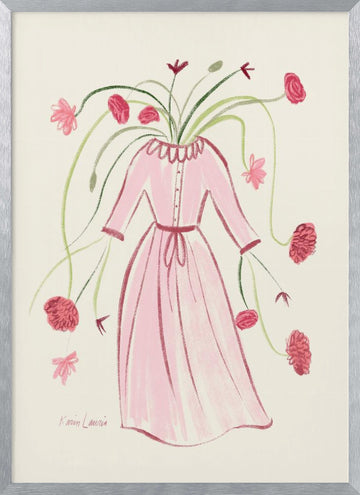 Blooming Pink Dress | Poster - Silver Frame Interior