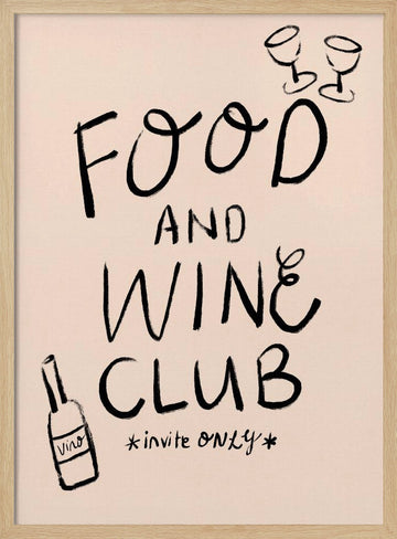 Food Wine Club Invite | Poster - Wood Frame Interior