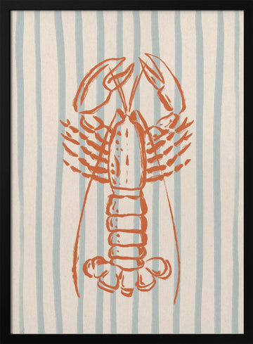 Coastal Striped Lobster | Poster - Black Metal Frame Interior