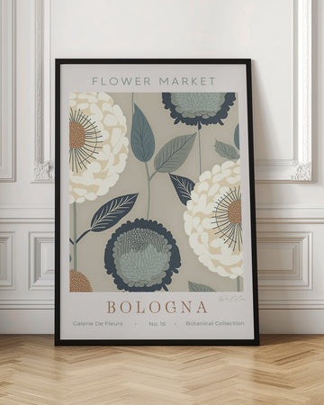 Blue Botanical Bloom | Poster - Room Interior 1