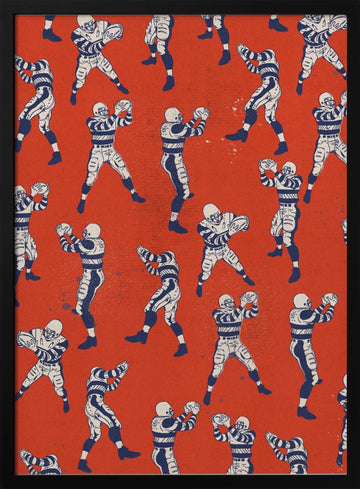 Vintage Football Players | Poster - Black Metal Frame Interior