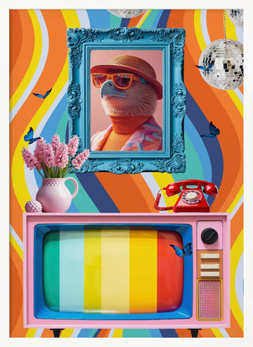Groovy Eagle Portrait | Poster - White Frame Interior