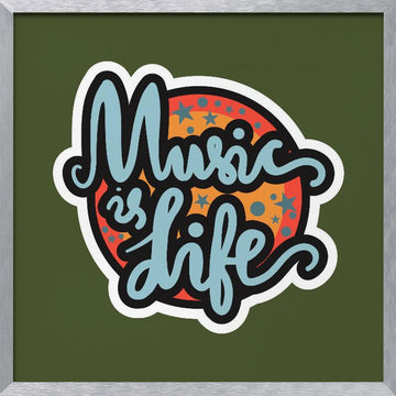 Groovy Music Is Life | Poster - Silver Frame Interior