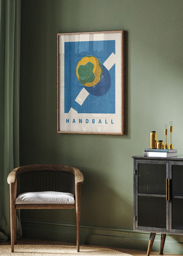 Retro Handball Action | Poster - Room Interior 2