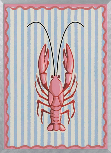 Coastal Pink Lobster | Poster - Silver Frame Interior