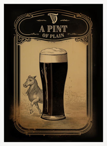 Irish Stout and Horse | Poster - White Frame Interior