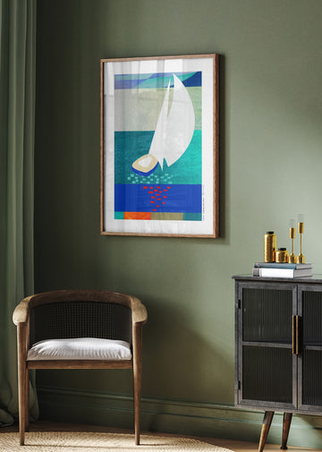 Modern Sailboat Serenity | Poster - Room Interior 2