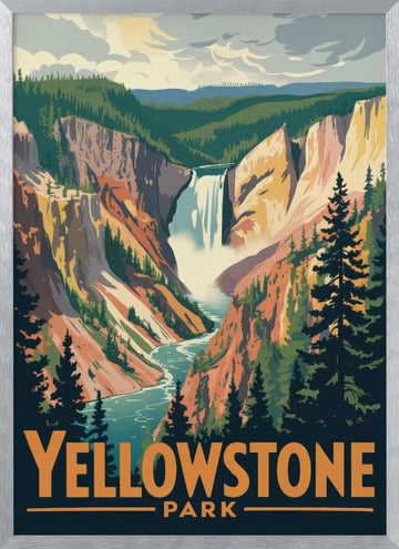 Yellowstone Canyon Falls | Poster - Silver Frame Interior