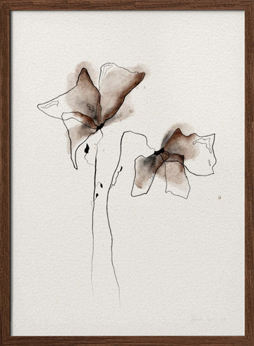 Watercolor Botanical Blooms | Poster - Walnut Frame Interior