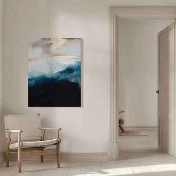 Deep Blue Gold Waves | Canvas - Room Interior 1