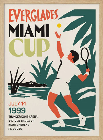 Miami Everglades Tennis | Poster - Wood Frame Interior