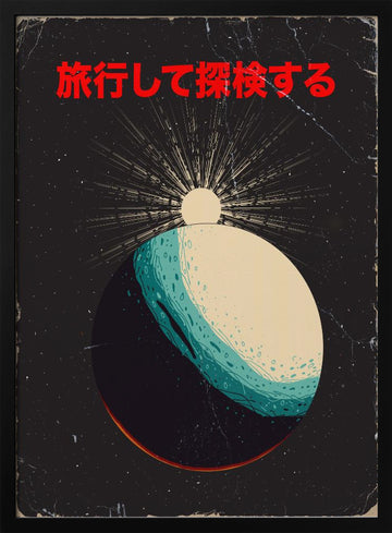 Retro Cosmic Sunrise | Poster - Black Metal Frame Interior