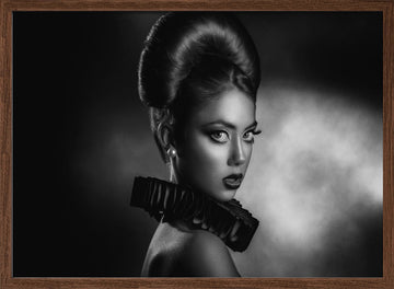 Sophisticated Noir Portrait | Poster - Walnut Frame Interior