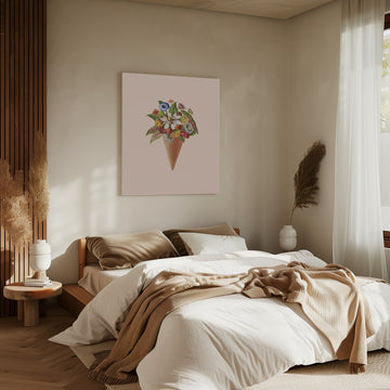 Floral Ice Cream Cone | Canvas - Room Interior 2