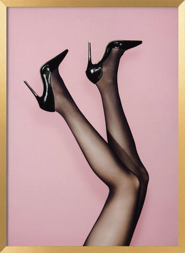 Elegant Heels on Pink | Poster - Gold Frame Interior