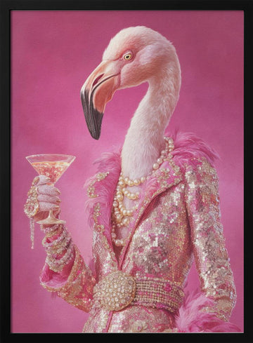 Glamorous Pink Flamingo | Poster - Black Metal Frame Interior