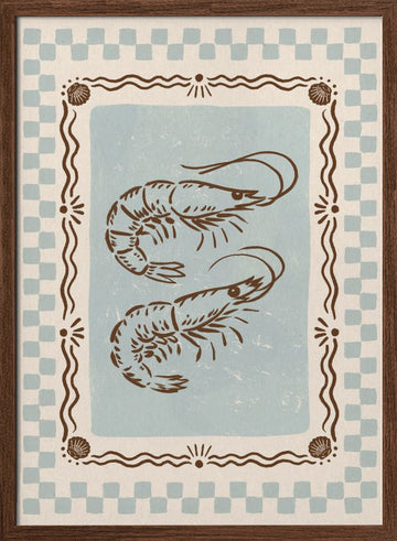 Rustic Shrimp Duo | Poster - Walnut Frame Interior