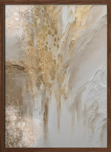 Sparkling Gold Abstract | Poster - Walnut Frame Interior