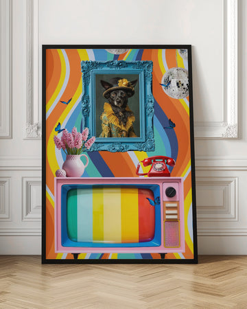 Eclectic Retro Dog Portrait | Poster - Room Interior 1